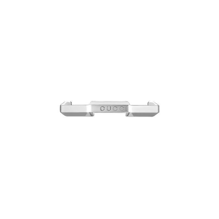 Gucci Gucci Link To Love 18K White Gold Studded Ring - Size 6.75