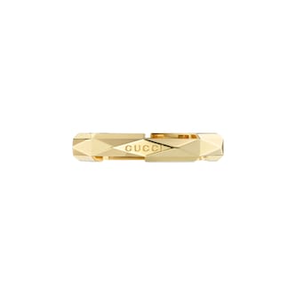 Gucci Gucci Link To Love 18K Yellow Gold Studded Ring - Size 6.75