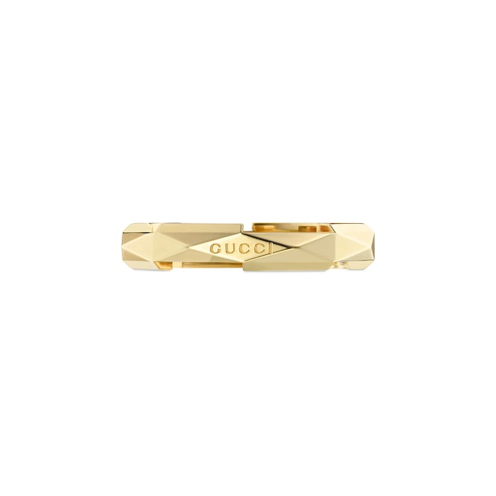 Gucci Gucci Link To Love 18K Yellow Gold Studded Ring - Size 7