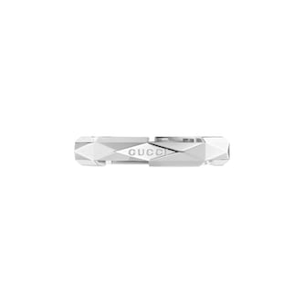 Gucci Gucci Link To Love 18K White Gold Studded Ring - Size 6.75