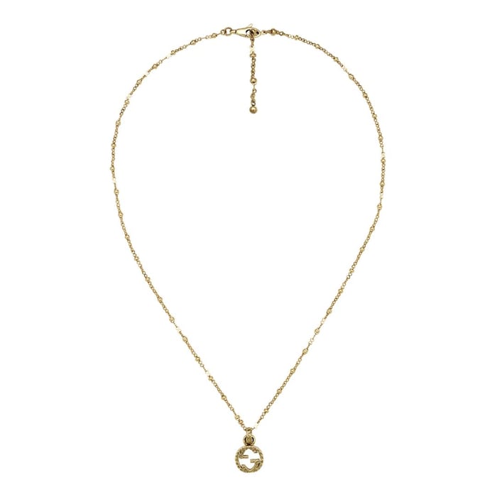 Gucci Gucci Interlocking 18ct Yellow Gold Textured Pendant