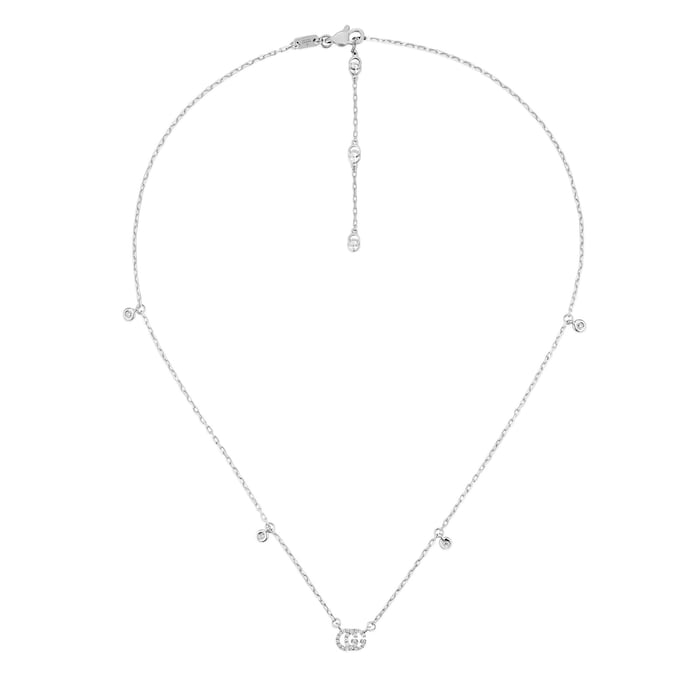 Gucci GG Running 18K White Gold Diamond Necklace