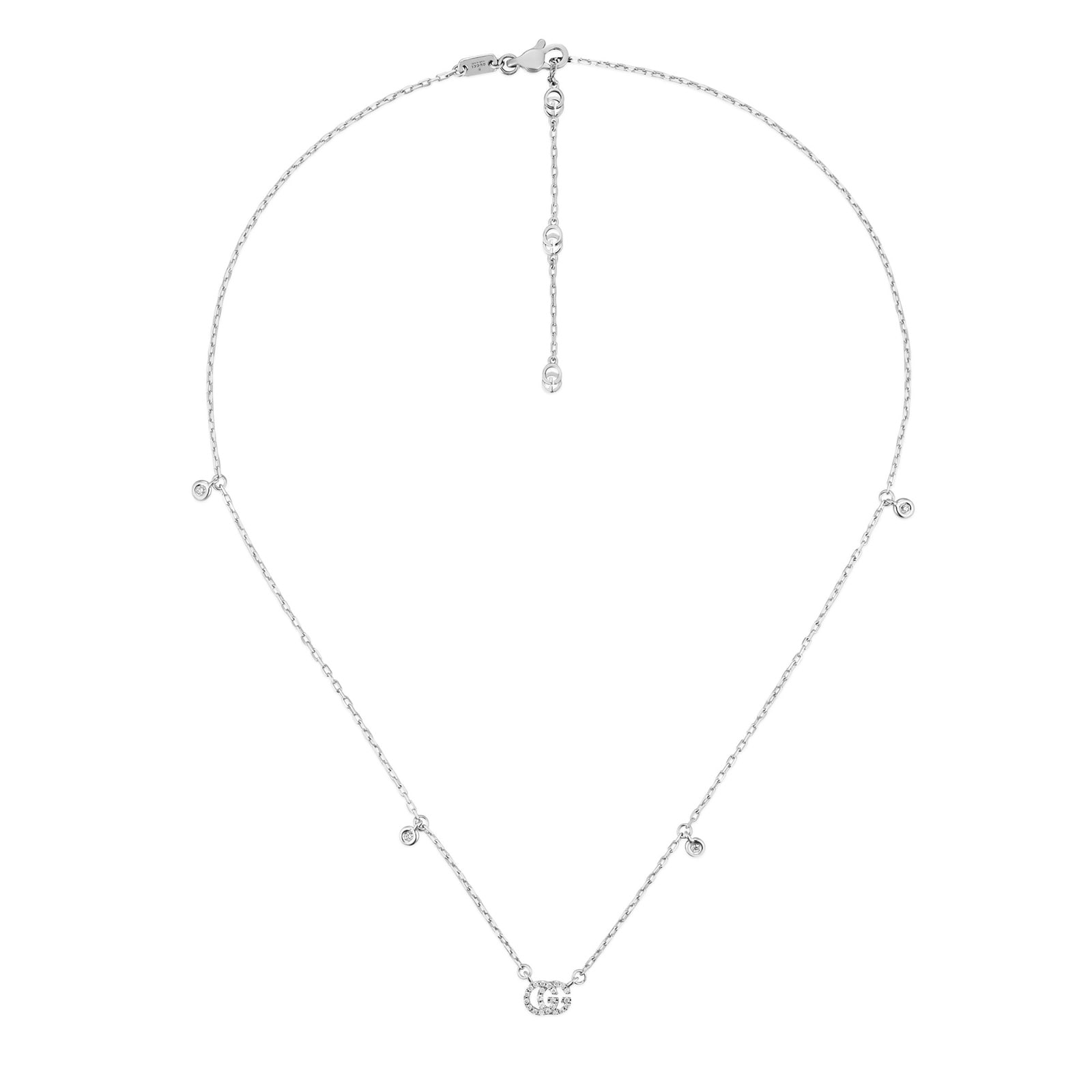 Gucci GG Running 18K White Gold Diamond Necklace