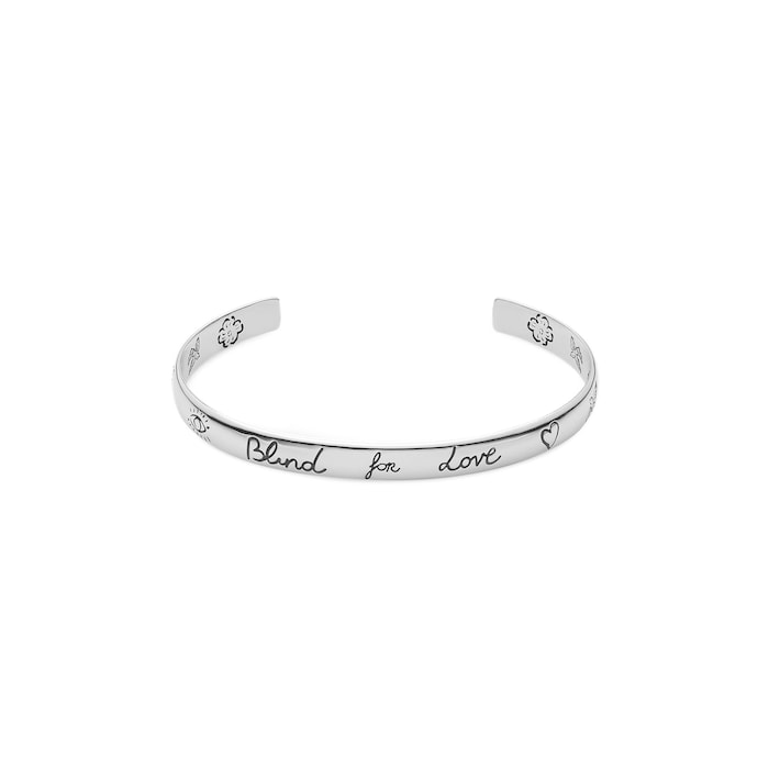 Gucci Sterling Silver Blind For Love Bracelet - Size Large