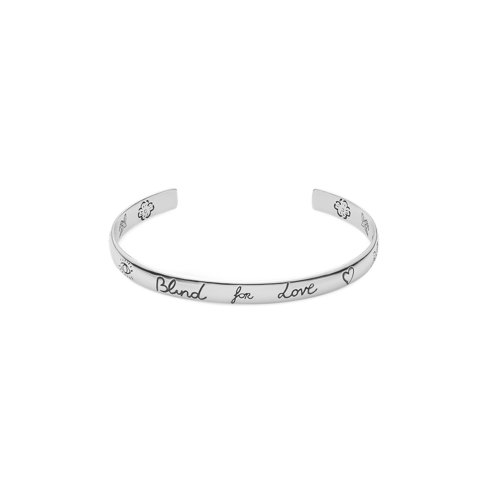 Gucci Sterling Silver Blind For Love Bracelet - Size Large
