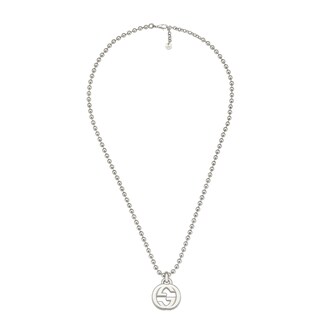 Gucci Gucci Interlocking Sterling Silver Beaded Pendant Necklace