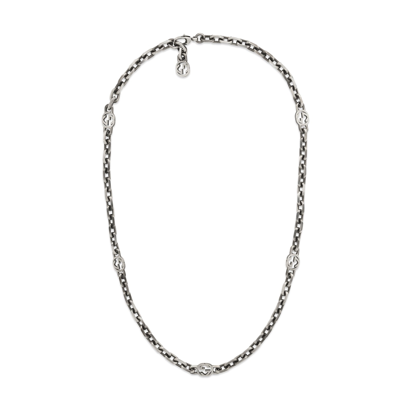 Gucci Gucci Interlocking Aged Sterling Silver Necklace