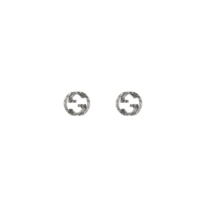 Gucci Gucci Interlocking Aged Sterling Silver Stud Earrings