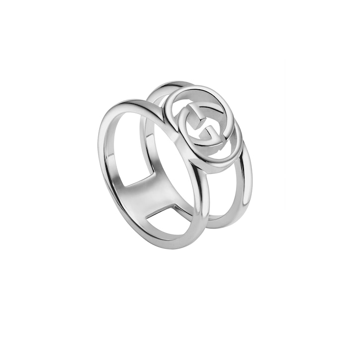 Gucci Gucci Interlocking Sterling Silver 2 Row Open Ring - Size 7.25