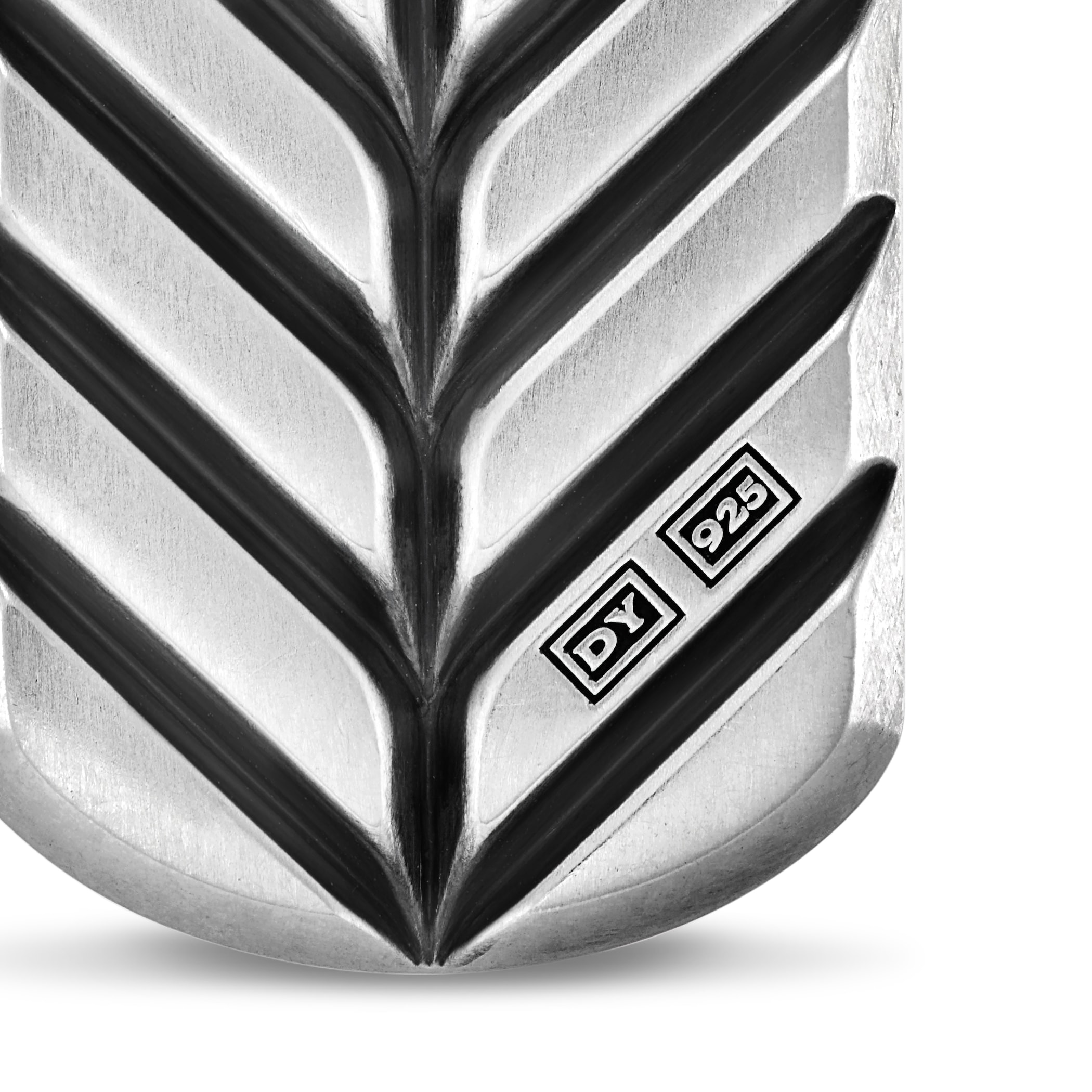 David Yurman Chevron Tag in Sterling Silver with Black Onyx, 27mm