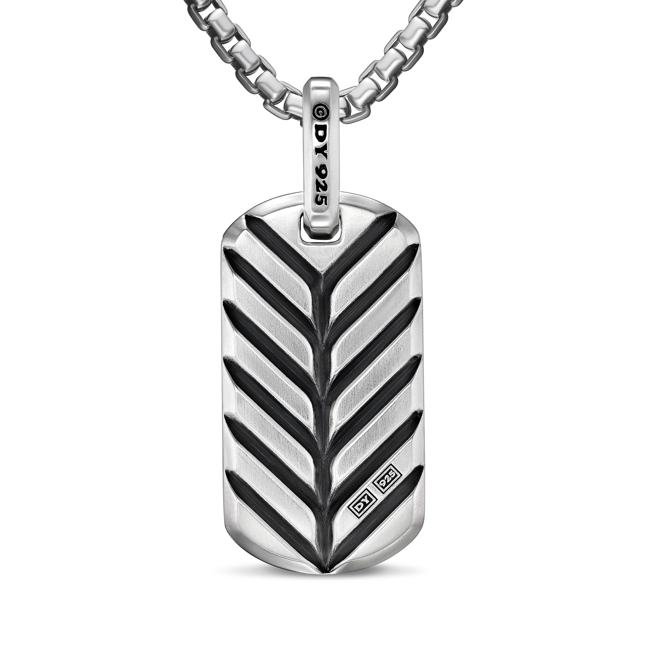 David Yurman Chevron Tag in Sterling Silver with Malachite, 27mm David Yurman Chevron Tag in Sterling Silver with Malachite, 27mm