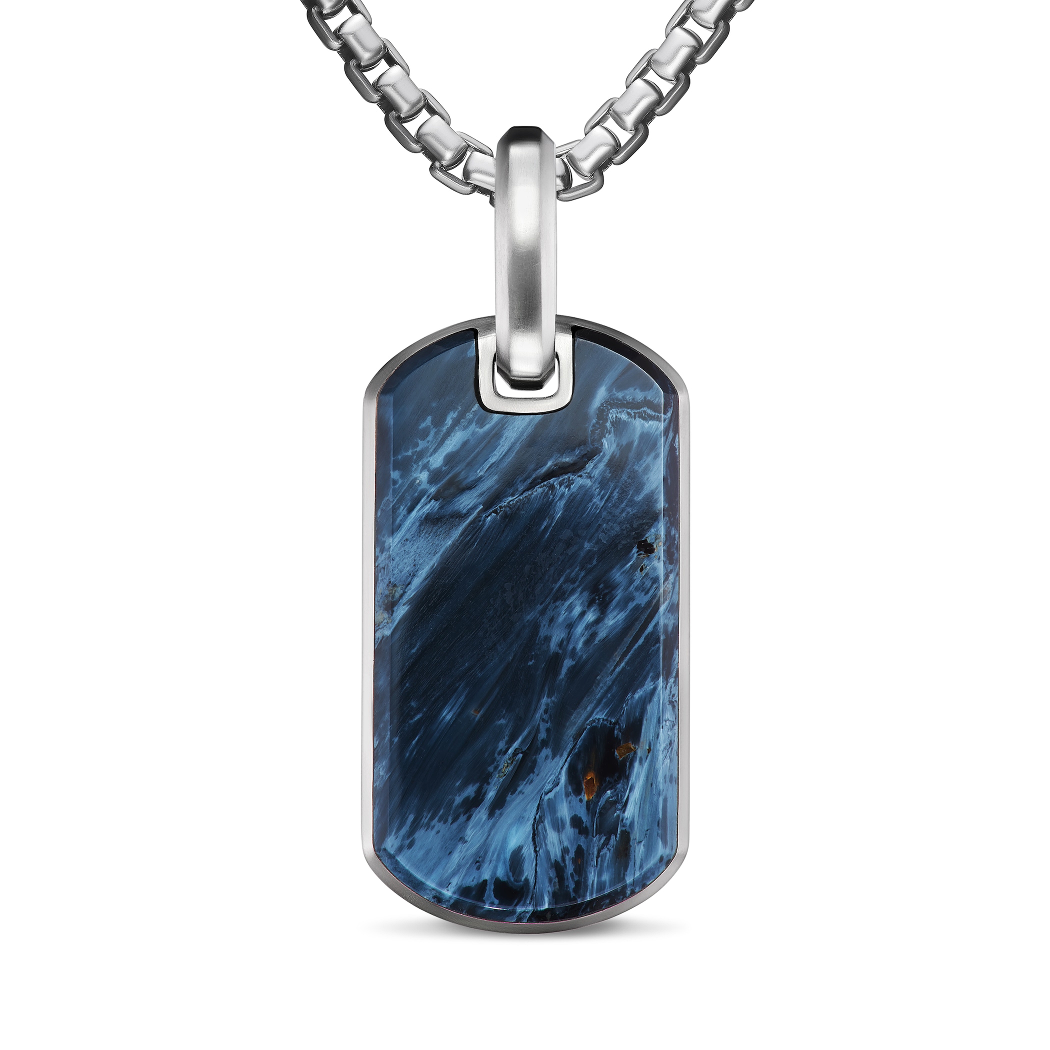 David Yurman Chevron Tag in Sterling Silver with Pietersite, 27mm