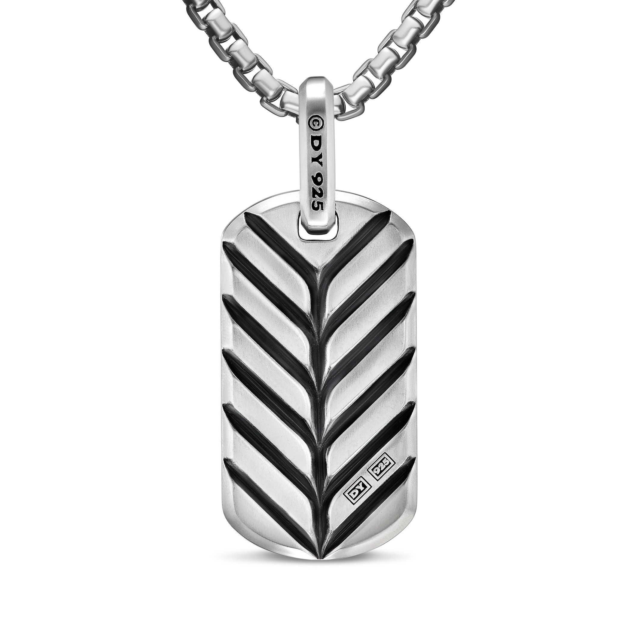 David Yurman Chevron Tag in Sterling Silver with Pietersite, 27mm