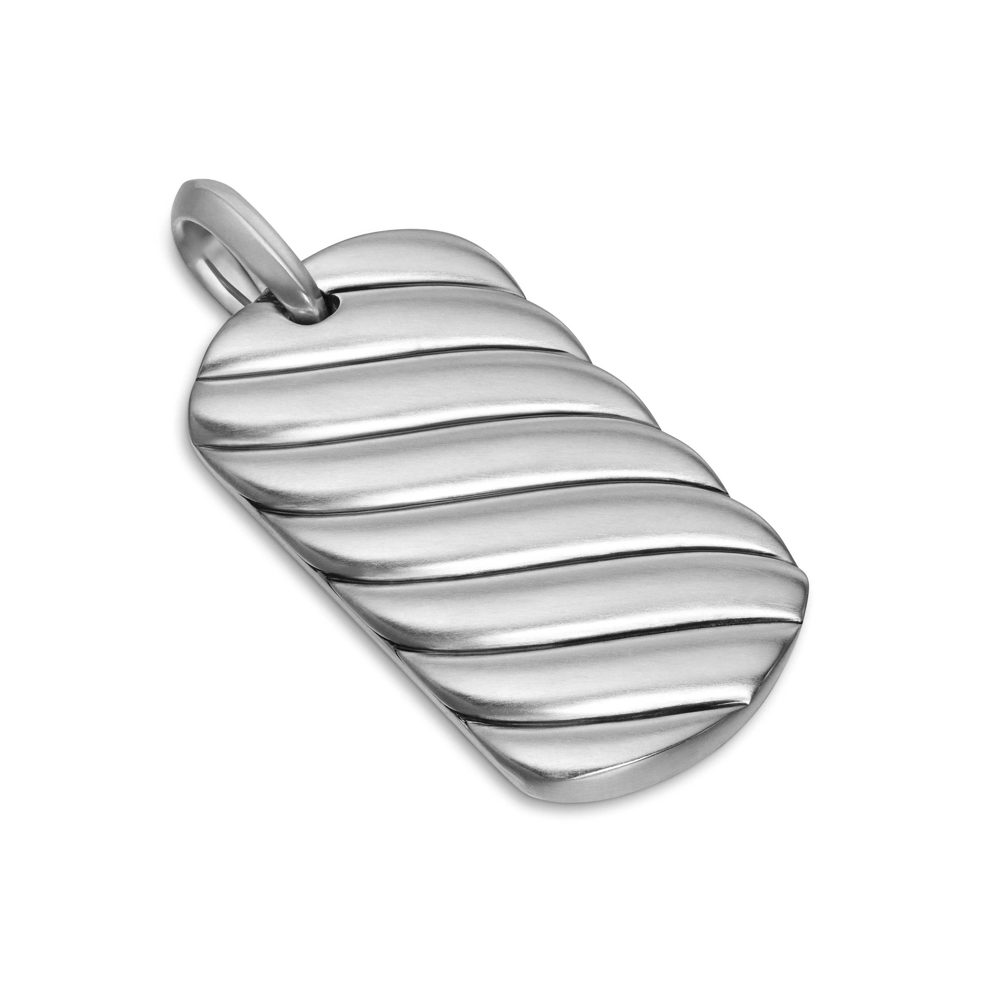 Sculpted Cable Tag in Sterling Silver, 35mm
