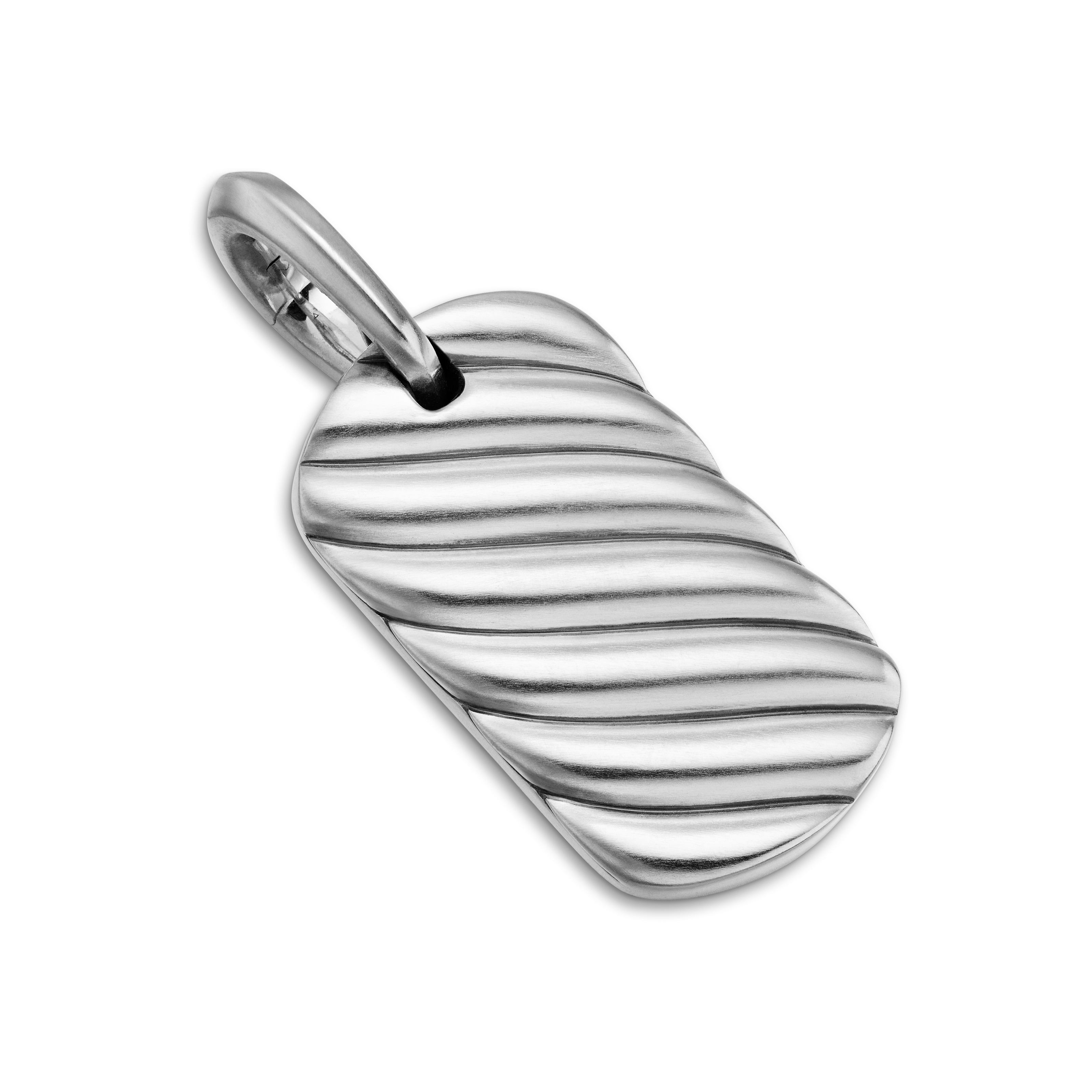 Sculpted Cable Tag in Sterling Silver, 21mm