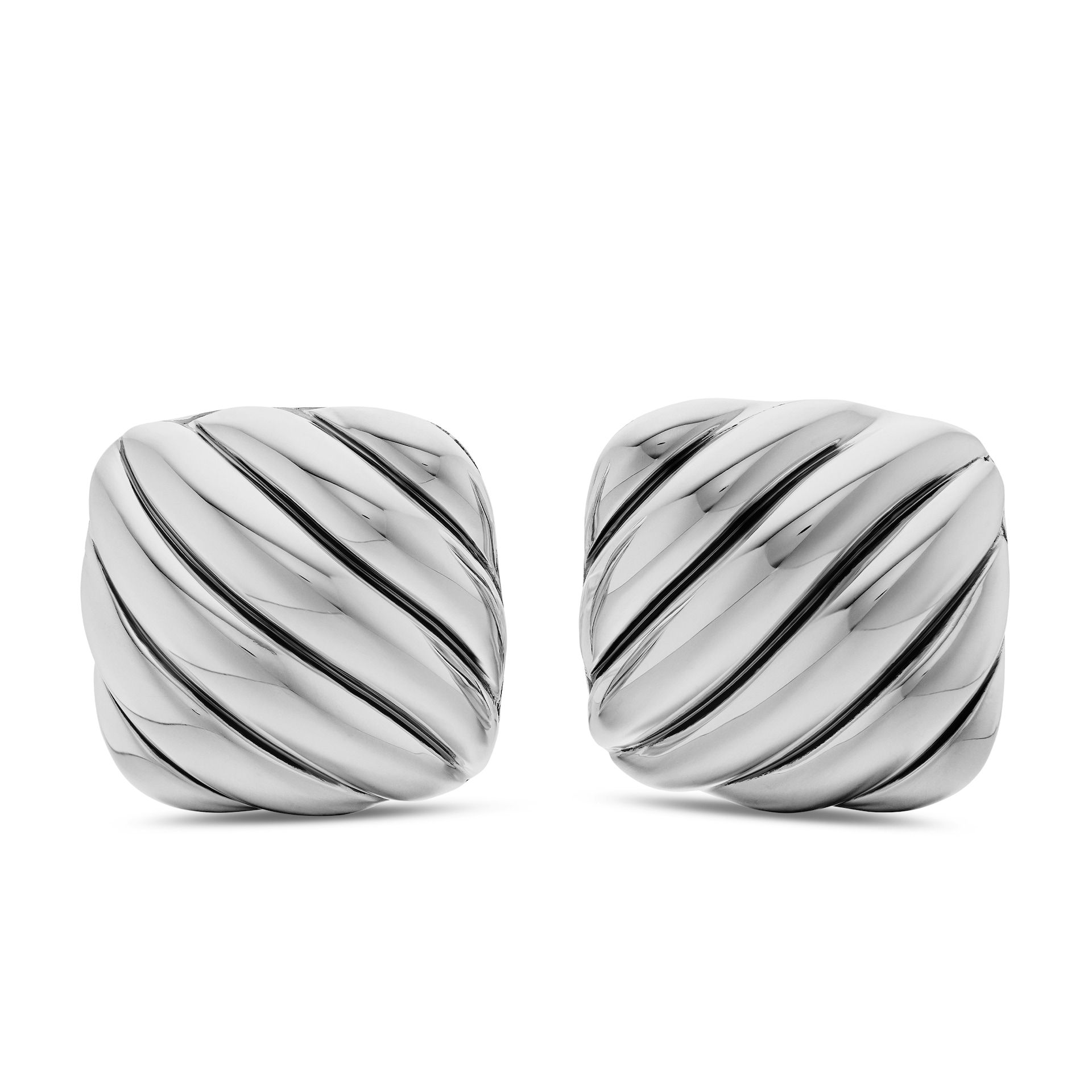 David Yurman Sculpted Cable Cushion Cufflinks in Sterling Silver, 17mm