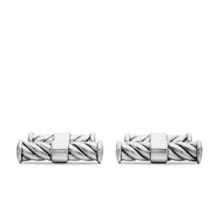 David Yurman Cable Elongated Cufflinks in Sterling Silver, 22mm