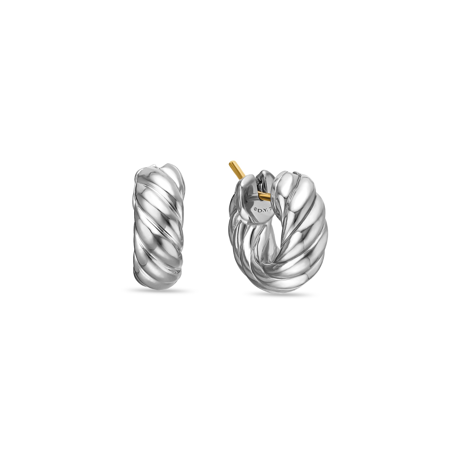 David Yurman Sculpted Cable Hoop Earrings in Sterling Silver, 14.4mm