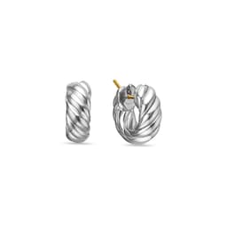 37360177 - Sculpted Cable Hoop Earrings in Sterling Silver, 14.4mm