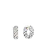 David Yurman Sculpted Cable Hoop In Sterling Silver With Diamonds, 14.4mm