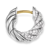 David Yurman Sculpted Cable Hoop In Sterling Silver With Diamonds, 14.4mm