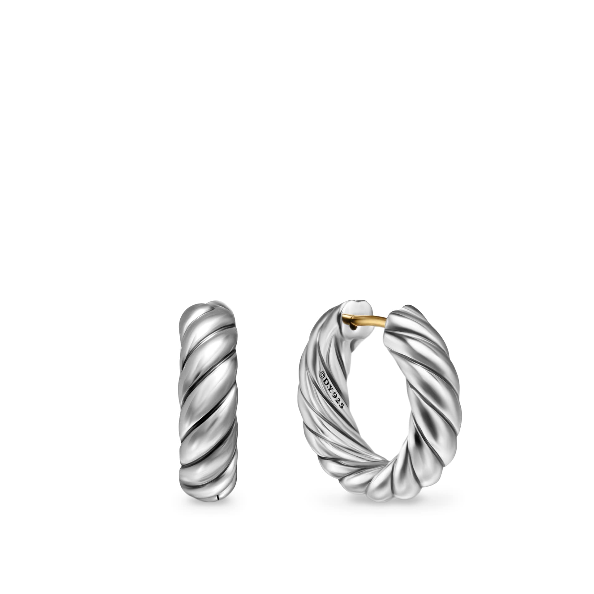 David Yurman Sculpted Cable Hoop Earrings in Sterling Silver, 18.6mm