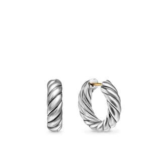 David Yurman Sculpted Cable Hoop Earrings in Sterling Silver, 18.6mm