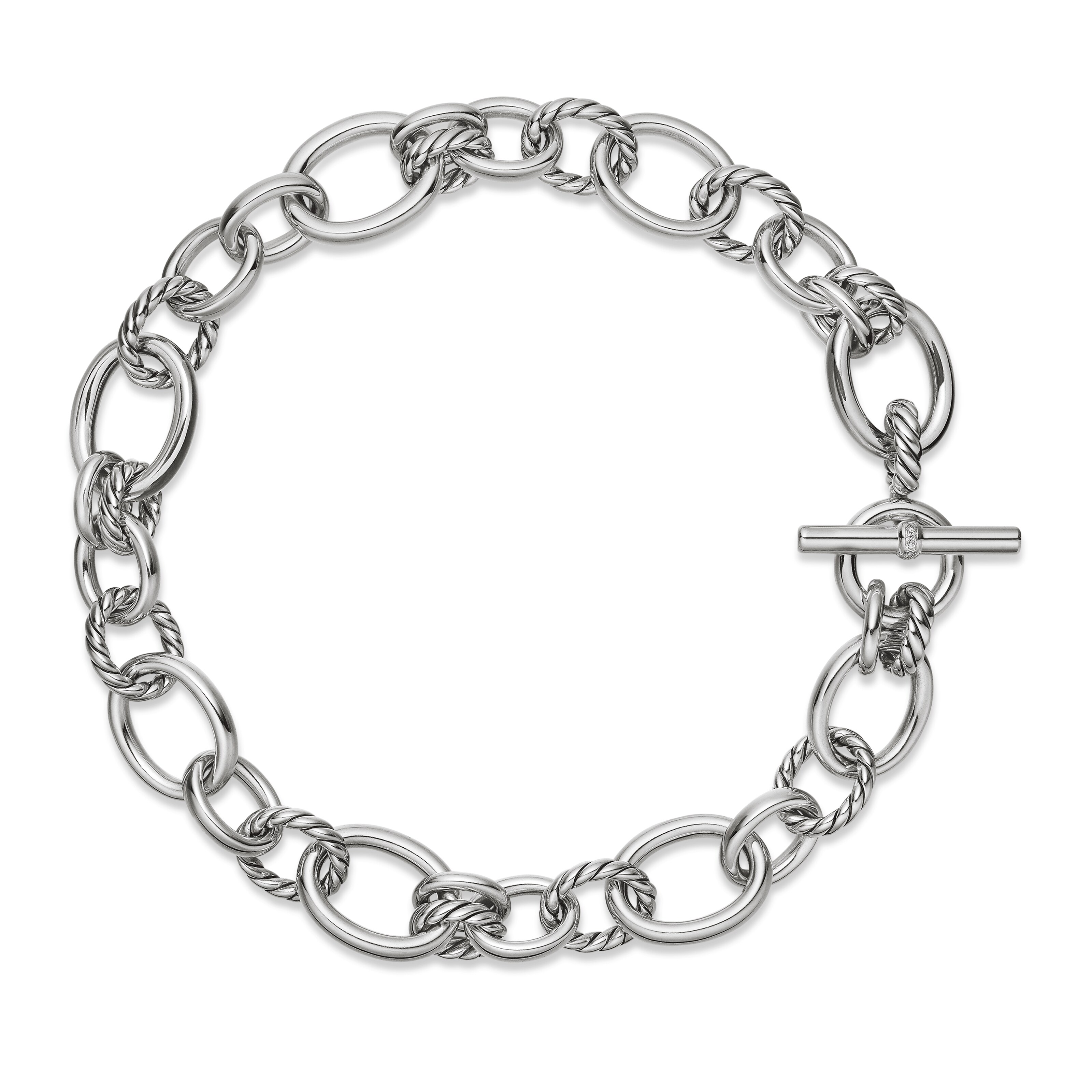 DY Mercerâ„¢ Chain Necklace in Sterling Silver with Diamonds, 25mm