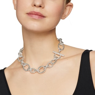 David Yurman DY Mercer™ Chain Necklace in Sterling Silver with Diamonds, 25mm