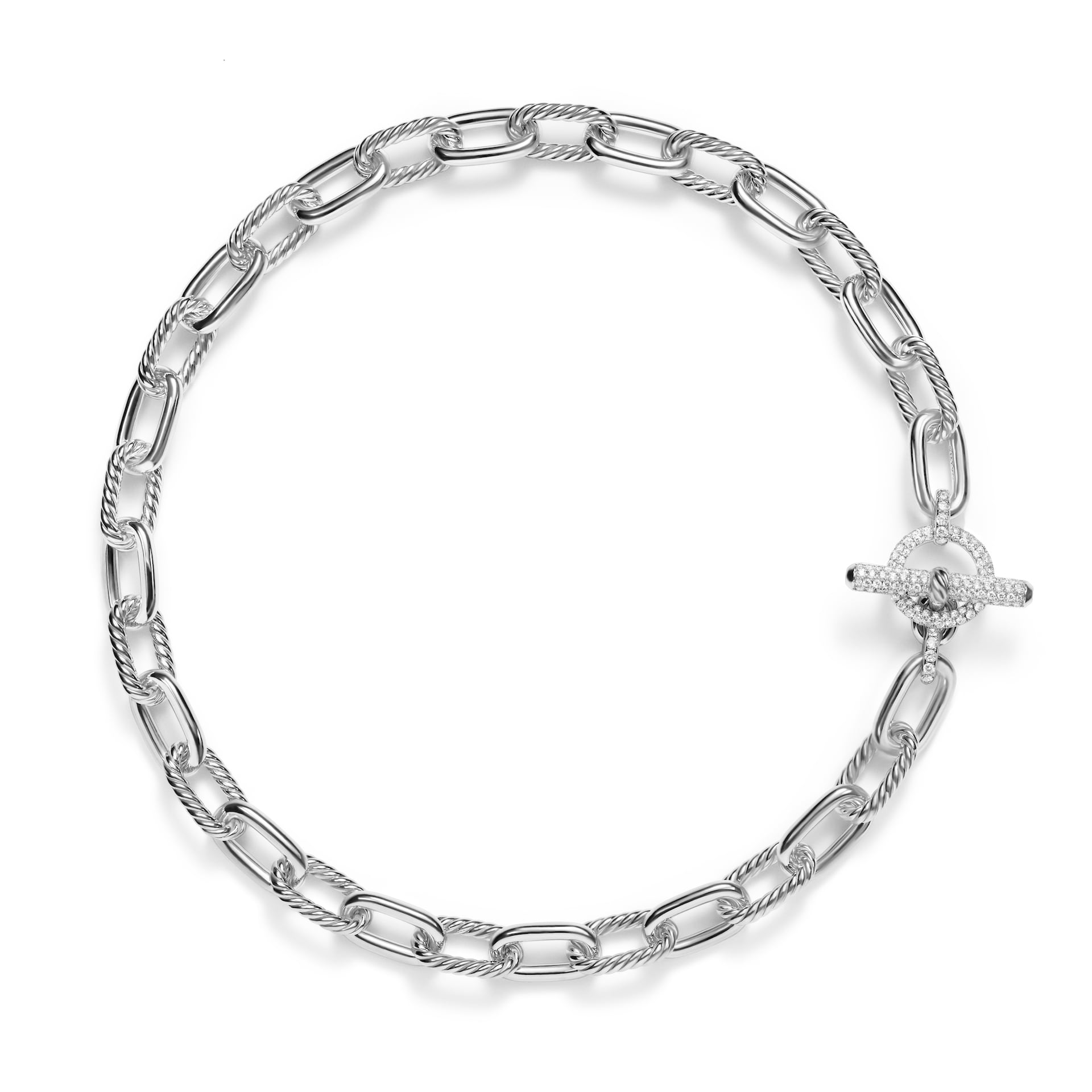 David Yurman DY Madison® Toggle Chain Necklace in Sterling Silver with Diamonds 11mm