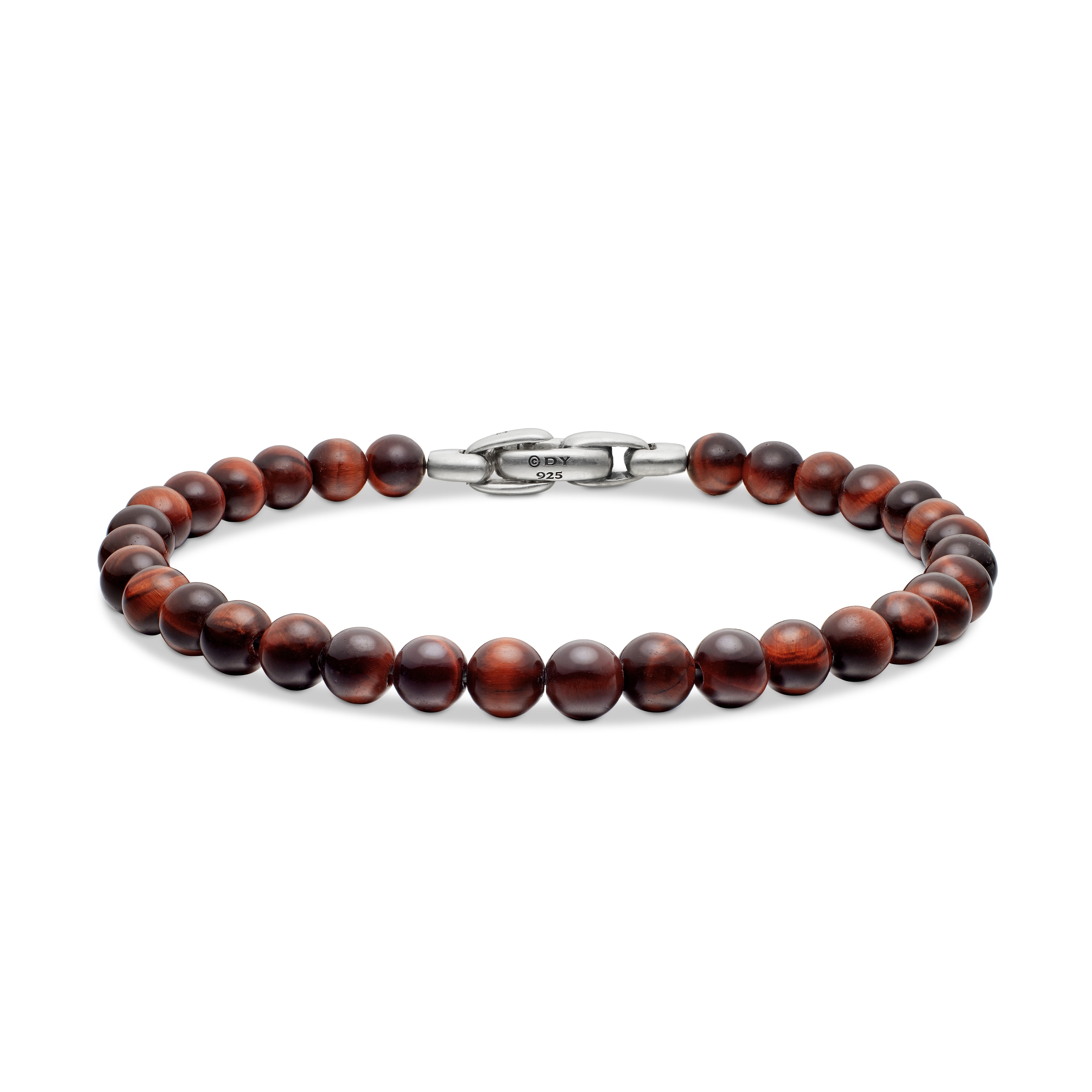 Spiritual Beads Bracelet In Sterling Silver With Red Tiger's Eye, 6mm