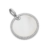 David Yurman DY Elements® Disc Pendant In Sterling Silver With Mother Of Pearl and Diamond Rim, 24mm