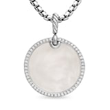 David Yurman DY Elements® Disc Pendant In Sterling Silver With Mother Of Pearl and Diamond Rim, 24mm