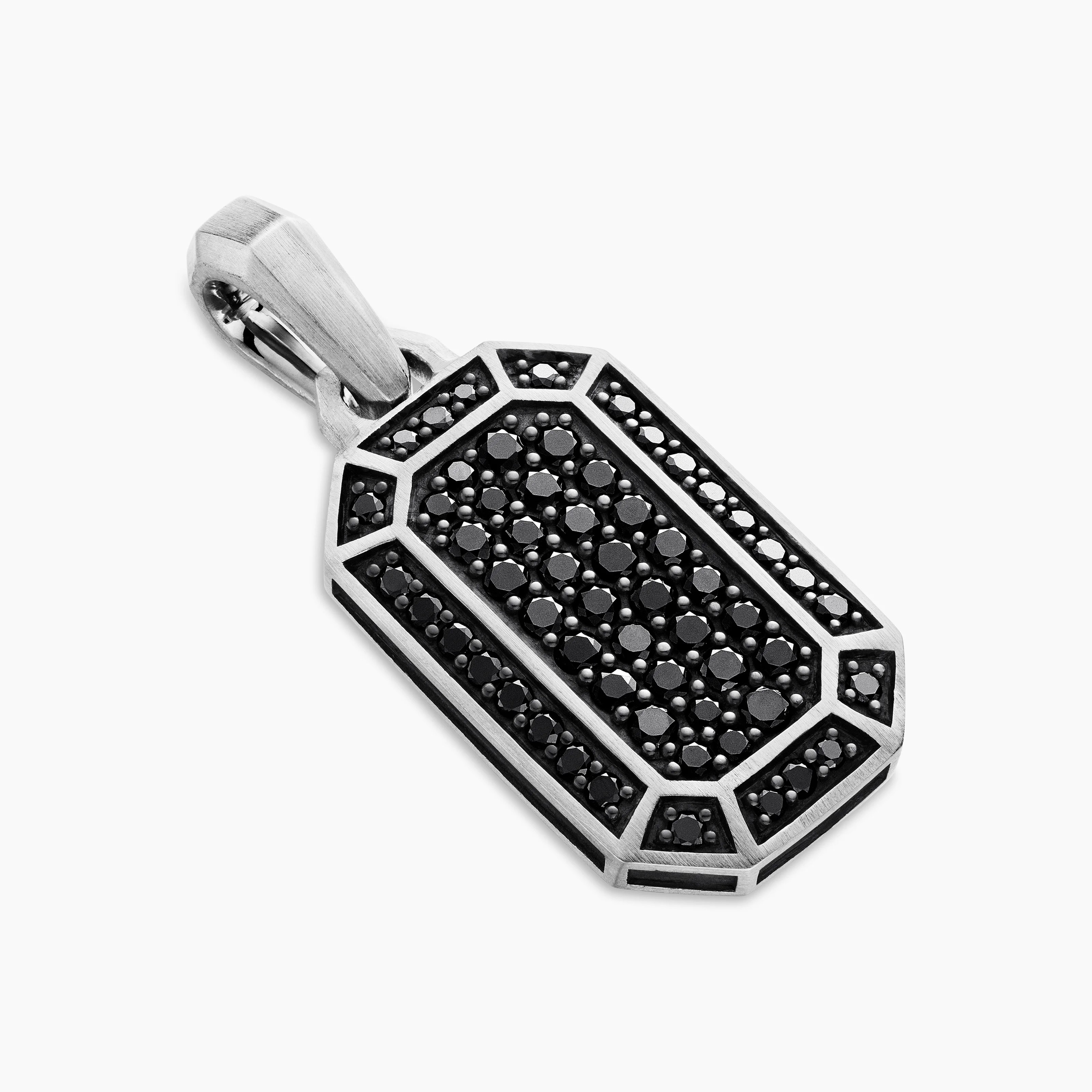 Streamline® Amulet In Sterling Silver With Black Diamonds, 22mm