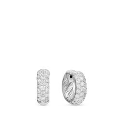 37360192 - DY Mercer™ Micro Hoop Earrings In Sterling Silver With Diamonds, 13.5mm