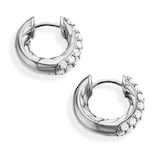 David Yurman DY Mercer™ Micro Hoop Earrings In Sterling Silver With Diamonds, 13.5mm