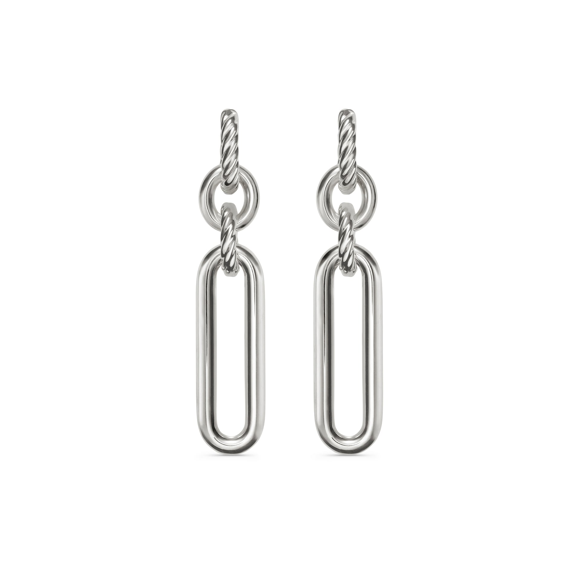 David Yurman Lexington Double Link Drop Earrings In Sterling Silver, 53.5mm David Yurman Lexington Double Link Drop Earrings In Sterling Silver, 53.5mm
