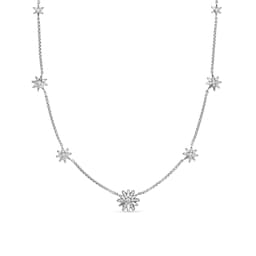 37360194 - Starburst Station Chain Necklace In Sterling Silver With Diamonds, 9.5mm