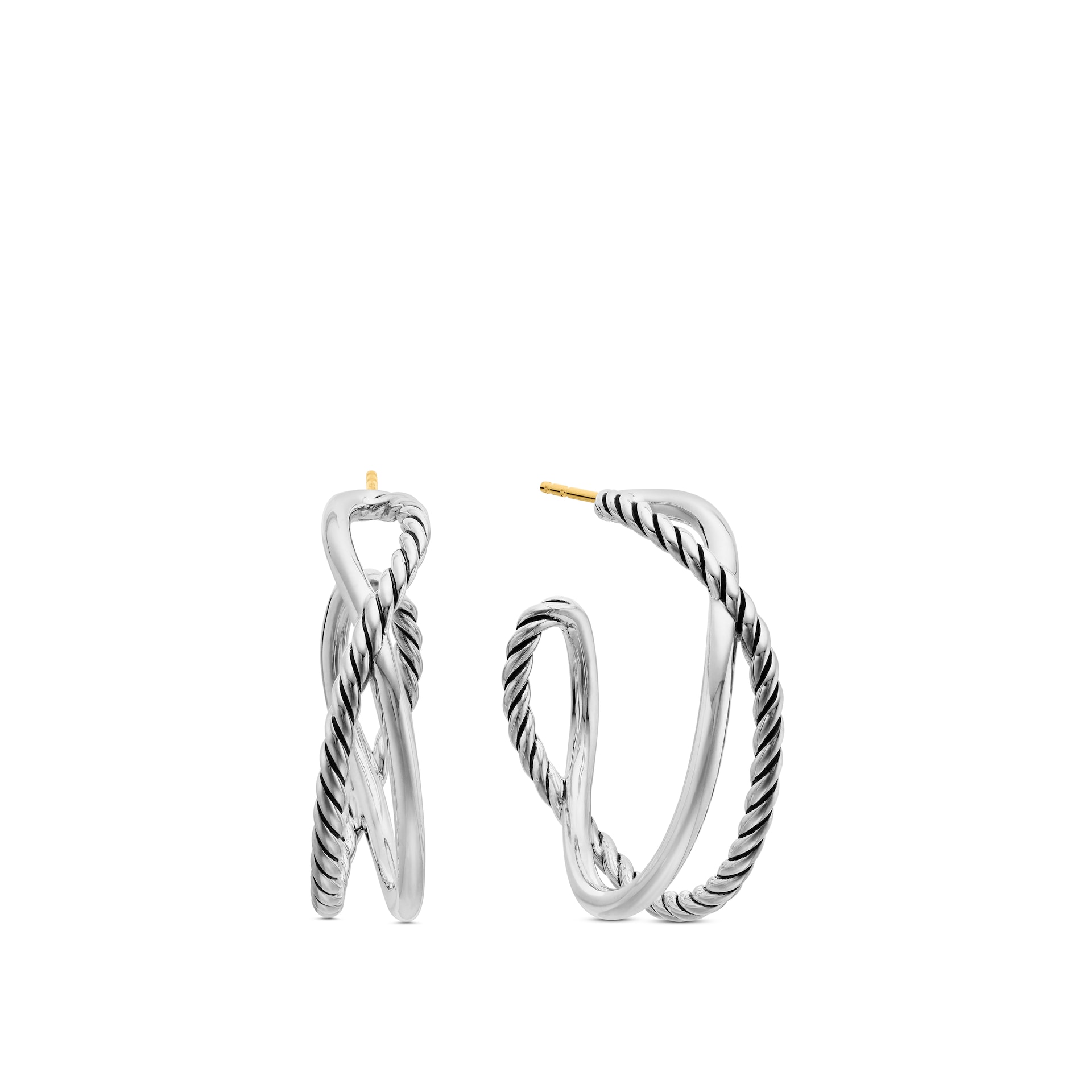 David Yurman Crossover Hoop Earrings In Sterling Silver, 33.7mm