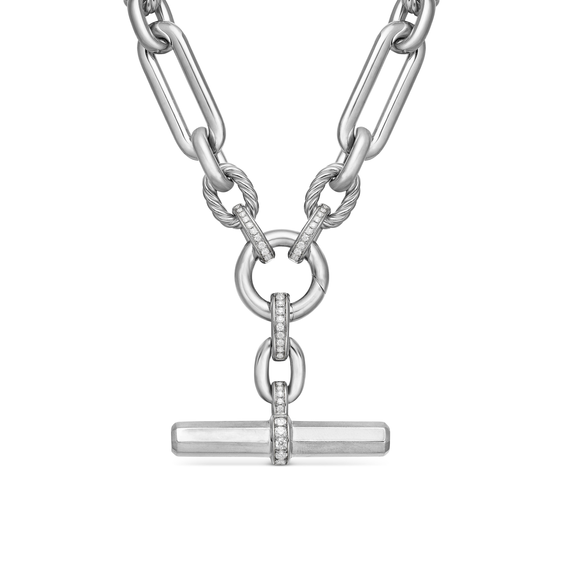 David Yurman Lexington Chain Necklace In Sterling Silver With Diamonds, 9.8mm