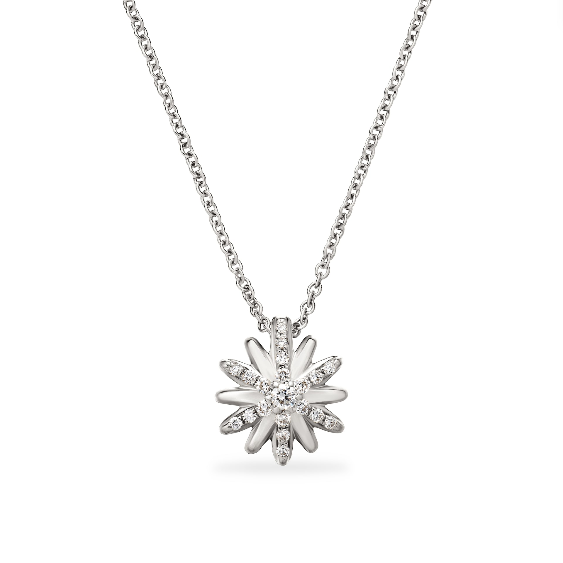 David Yurman Petite Starburst Pendant Necklace In Sterling Silver With Diamonds, 10.5mm