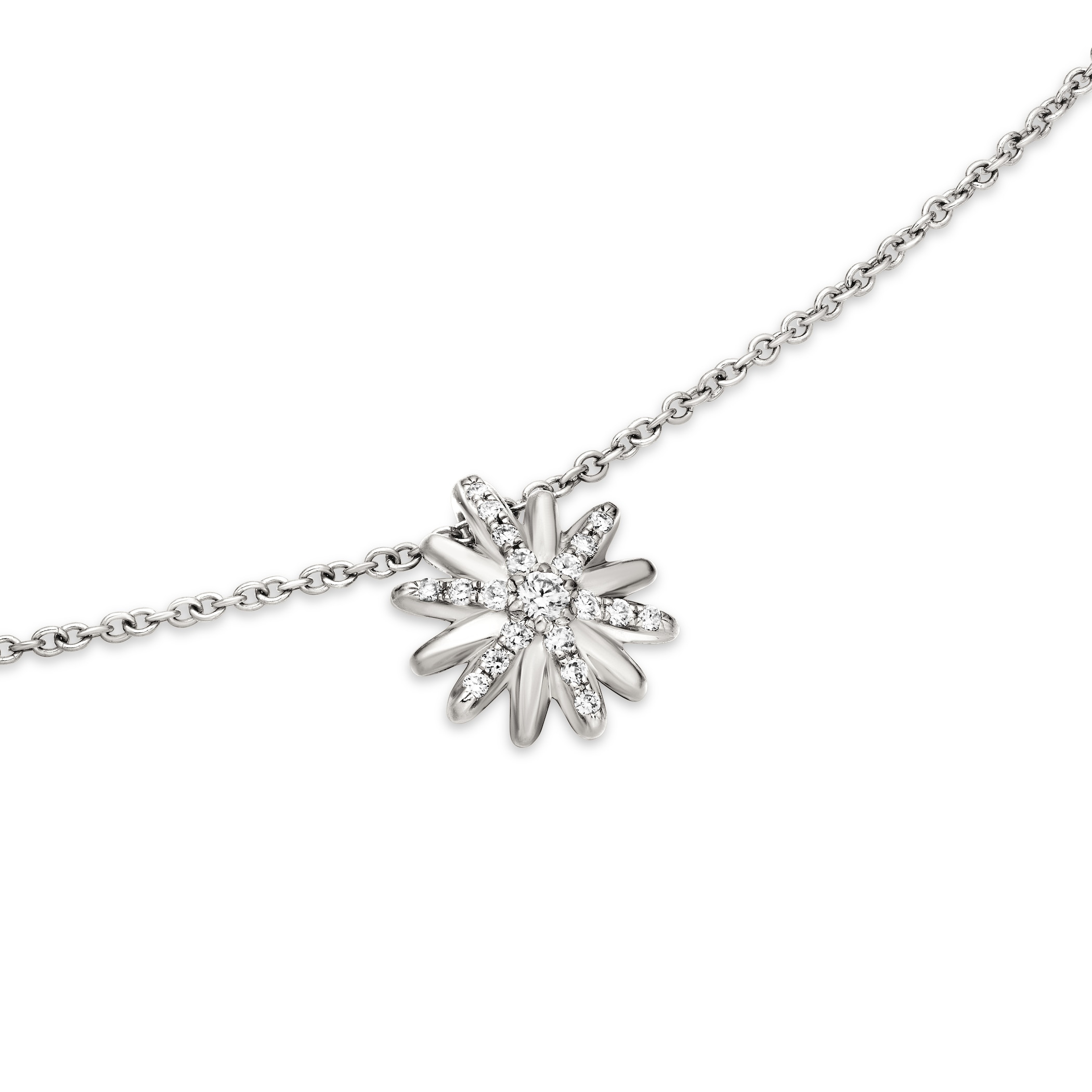 David Yurman Petite Starburst Pendant Necklace In Sterling Silver With Diamonds, 10.5mm David Yurman Petite Starburst Pendant Necklace In Sterling Silver With Diamonds, 10.5mm