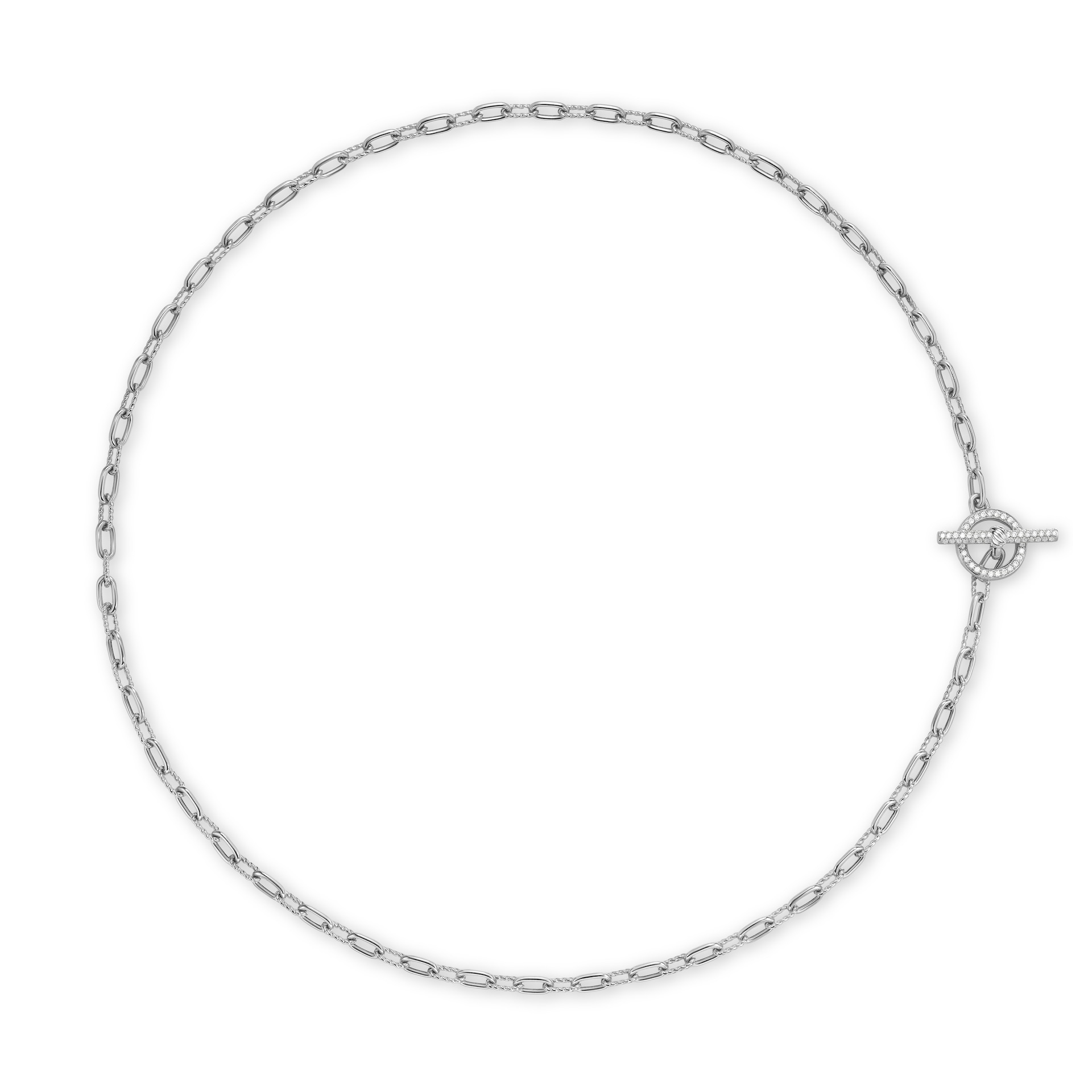 David Yurman DY Madison® Toggle Chain Necklace In Sterling Silver With Diamonds, 3mm