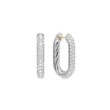 David Yurman DY Madison® Smooth Hoop Earrings In Sterling Silver With Diamonds, 24.3mm