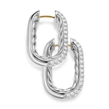 David Yurman DY Madison® Smooth Hoop Earrings In Sterling Silver With Diamonds, 24.3mm
