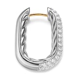 David Yurman DY Madison® Smooth Hoop Earrings In Sterling Silver With Diamonds, 24.3mm