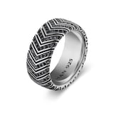 David Yurman Chevron Band Ring In Sterling Silver With Black Diamonds, 10mm - Size 10
