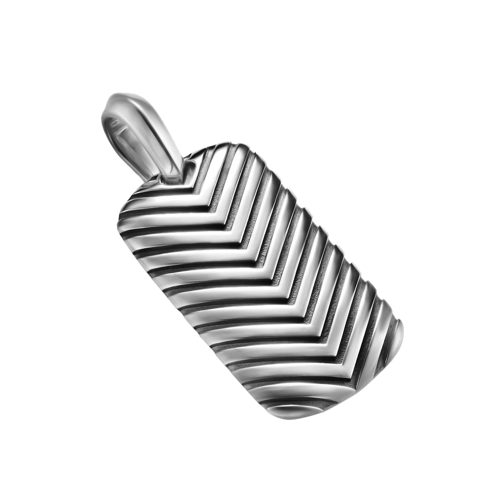 Chevron Tag In Sterling Silver, 27mm