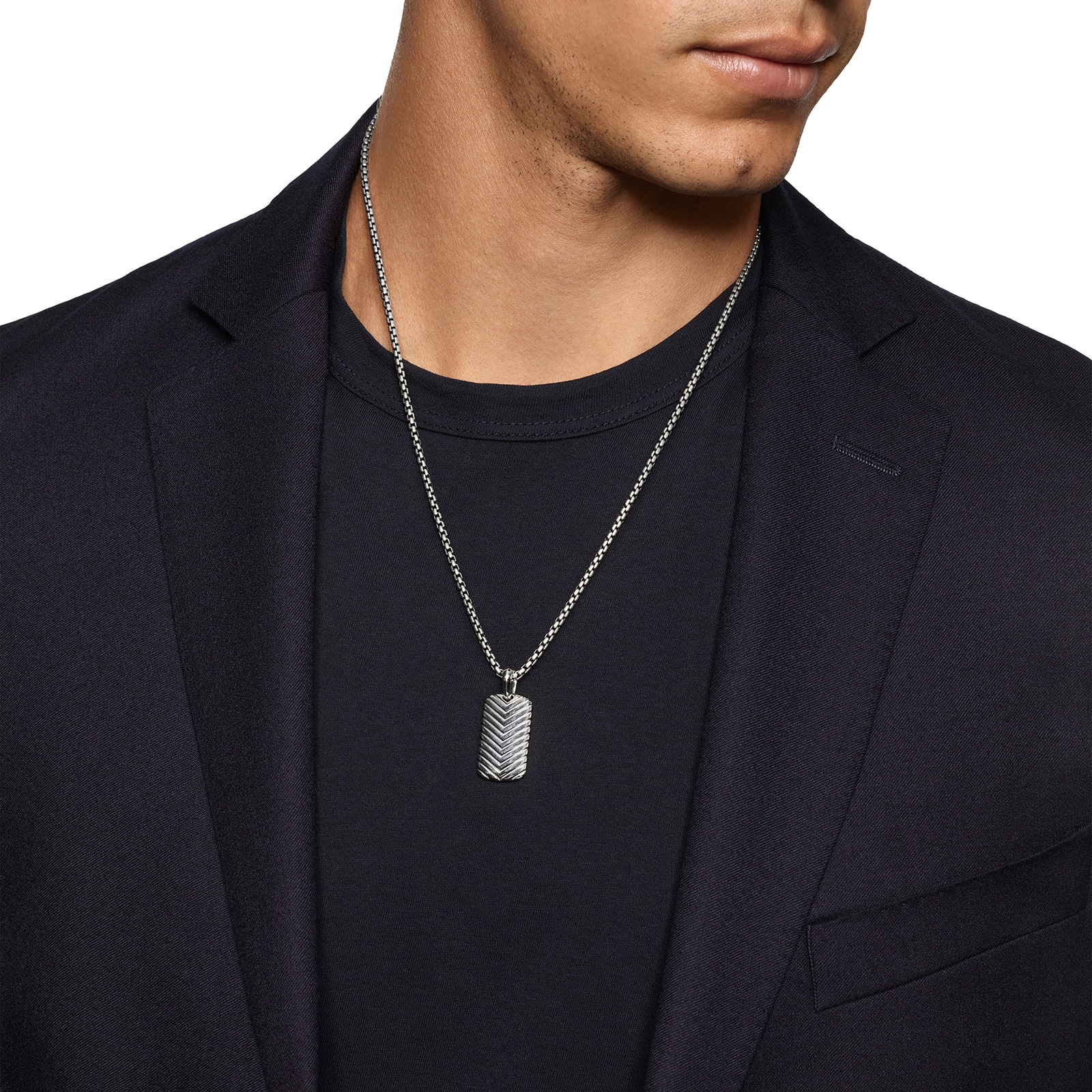 David Yurman Chevron Tag In Sterling Silver, 27mm