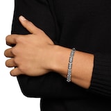 David Yurman Chevron Link Bracelet In Sterling Silver With Black Diamonds, 7.6mm